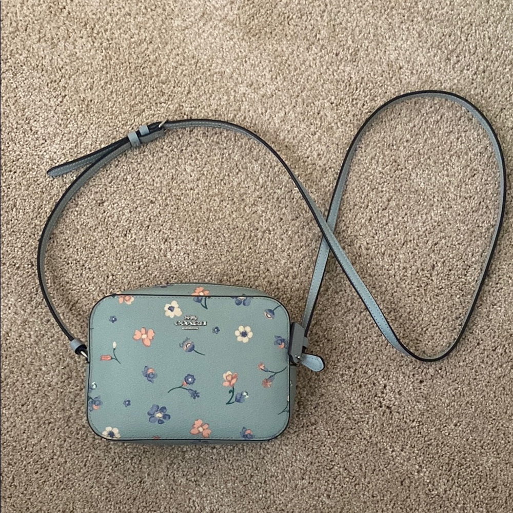 Coach Blue Floral Crossbody Bag with Adjustable Strap